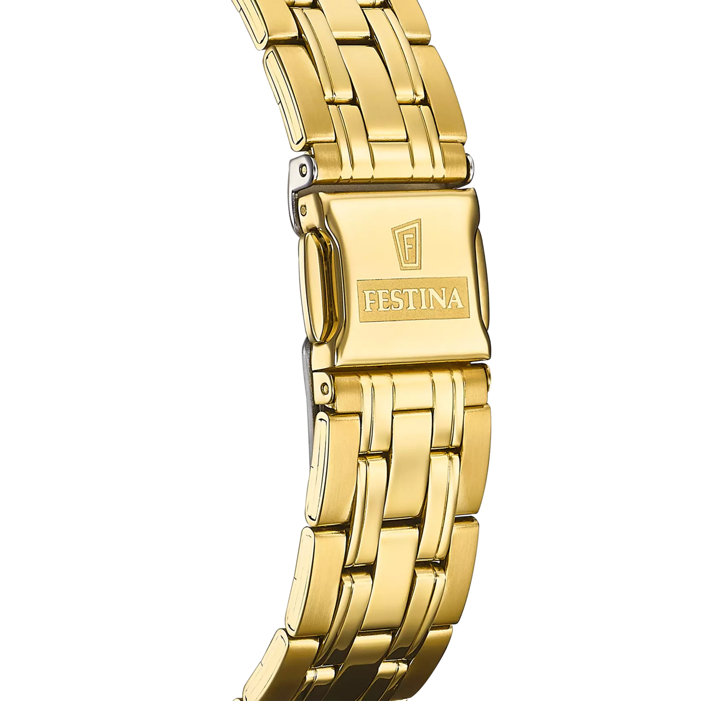 F20513/3 Festina Men’s Gold Plated Bracelet Watch Round Champagne Clear Dial Date Feature