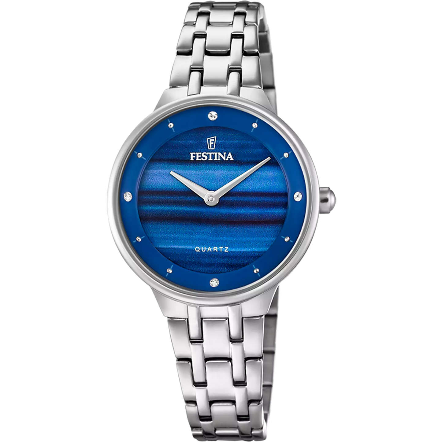 F20600/A Festina Ladies Bracelet Watch Round Blue Swarovski Crystal Set Dial