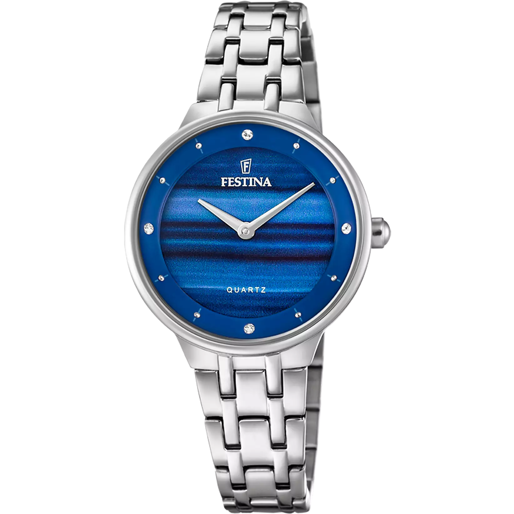 F20600/A Festina Ladies Bracelet Watch Round Blue Swarovski Crystal Set Dial
