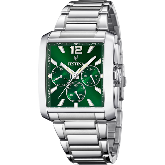 F20635/3 Festina Men's Square Dark Green Chronograph Stainless Steel Bracelet Watch
