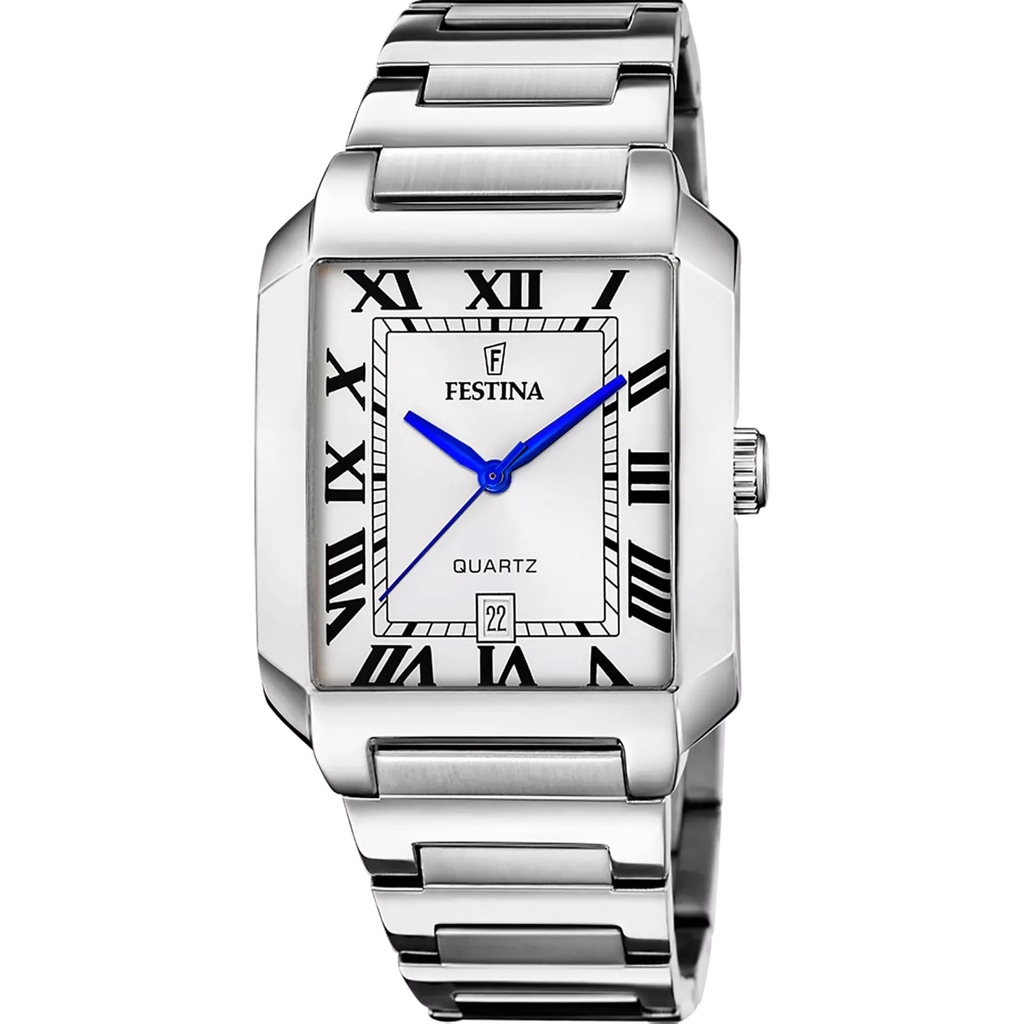 F20677/1 Festina Men's Square Stainless Steel Bracelet Watch Clear Roman Dial