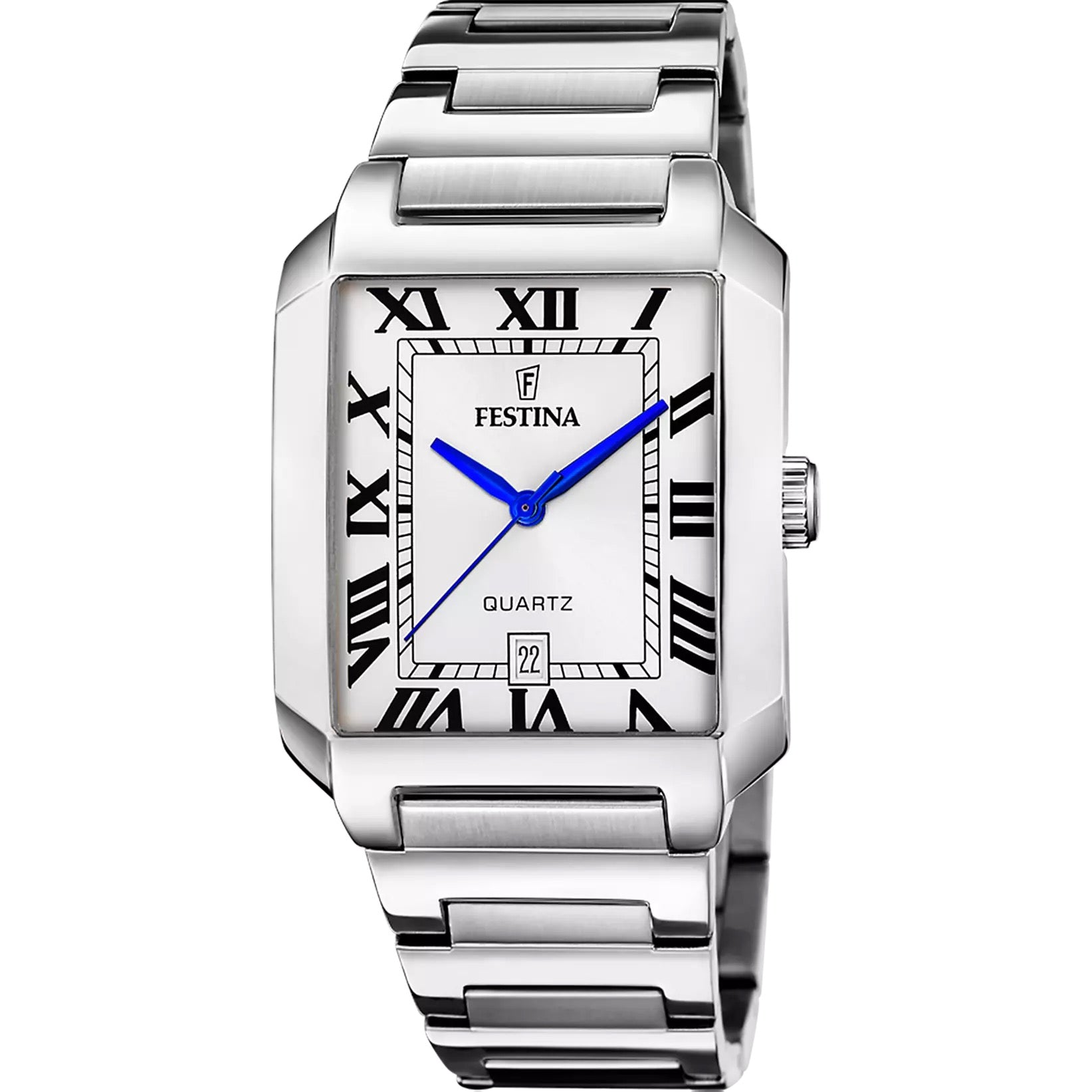 F20677/1 Festina Men's Square Stainless Steel Bracelet Watch Clear Roman Dial