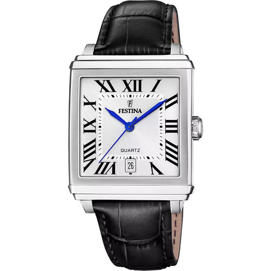 F2068/1 Festina Men's Black And White Square Shaped Leather Strap Watch