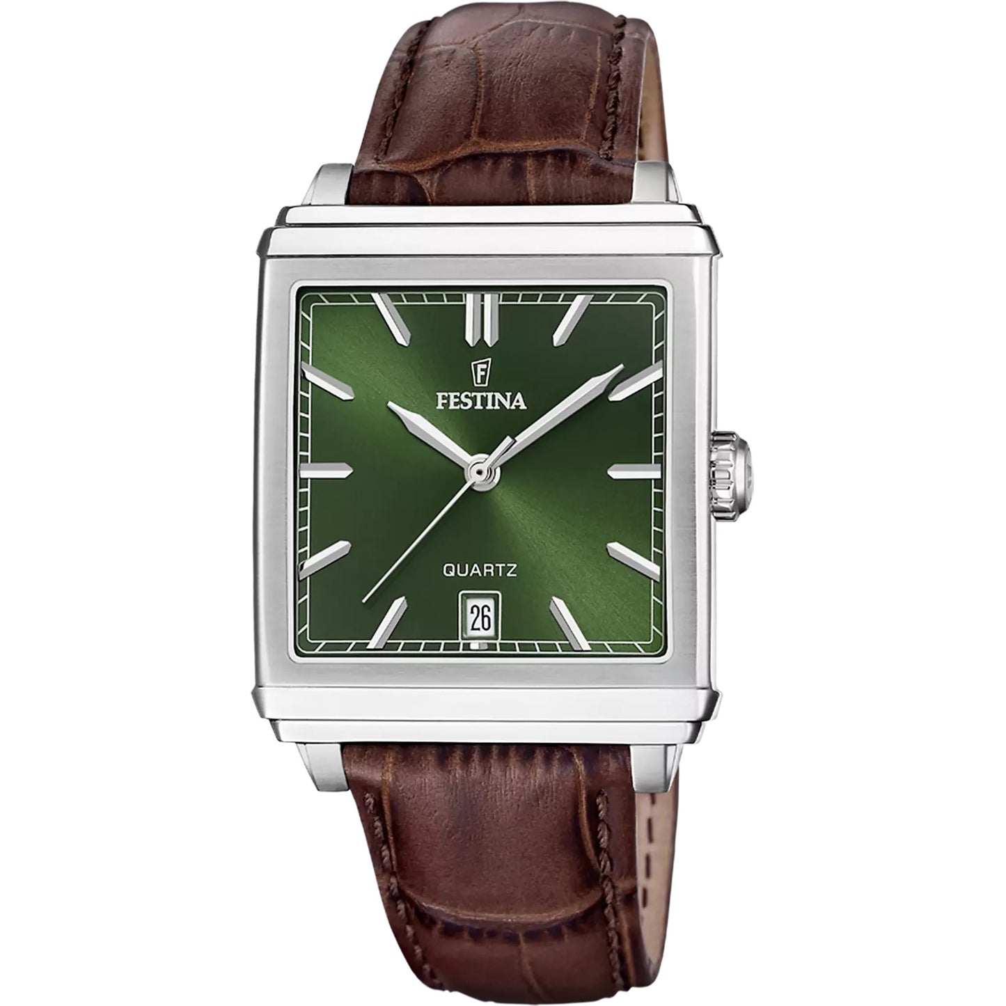 F2068/7 Festina Men's Green Square Shaped Leather Strap Watch