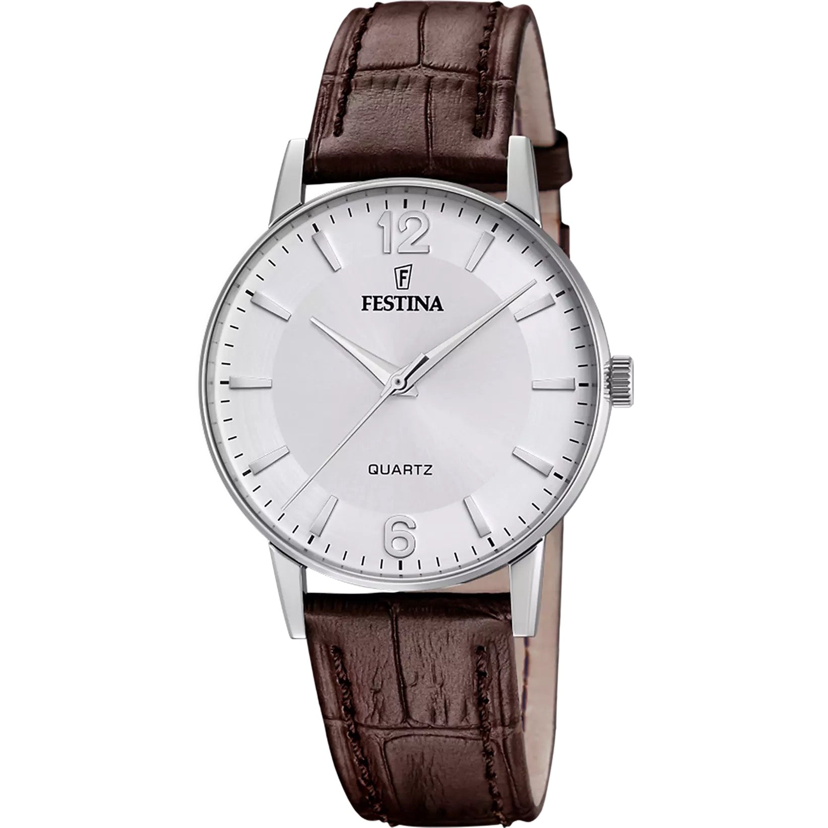 F20690/2 Festina Men's Silver Round Leather Strap Watch