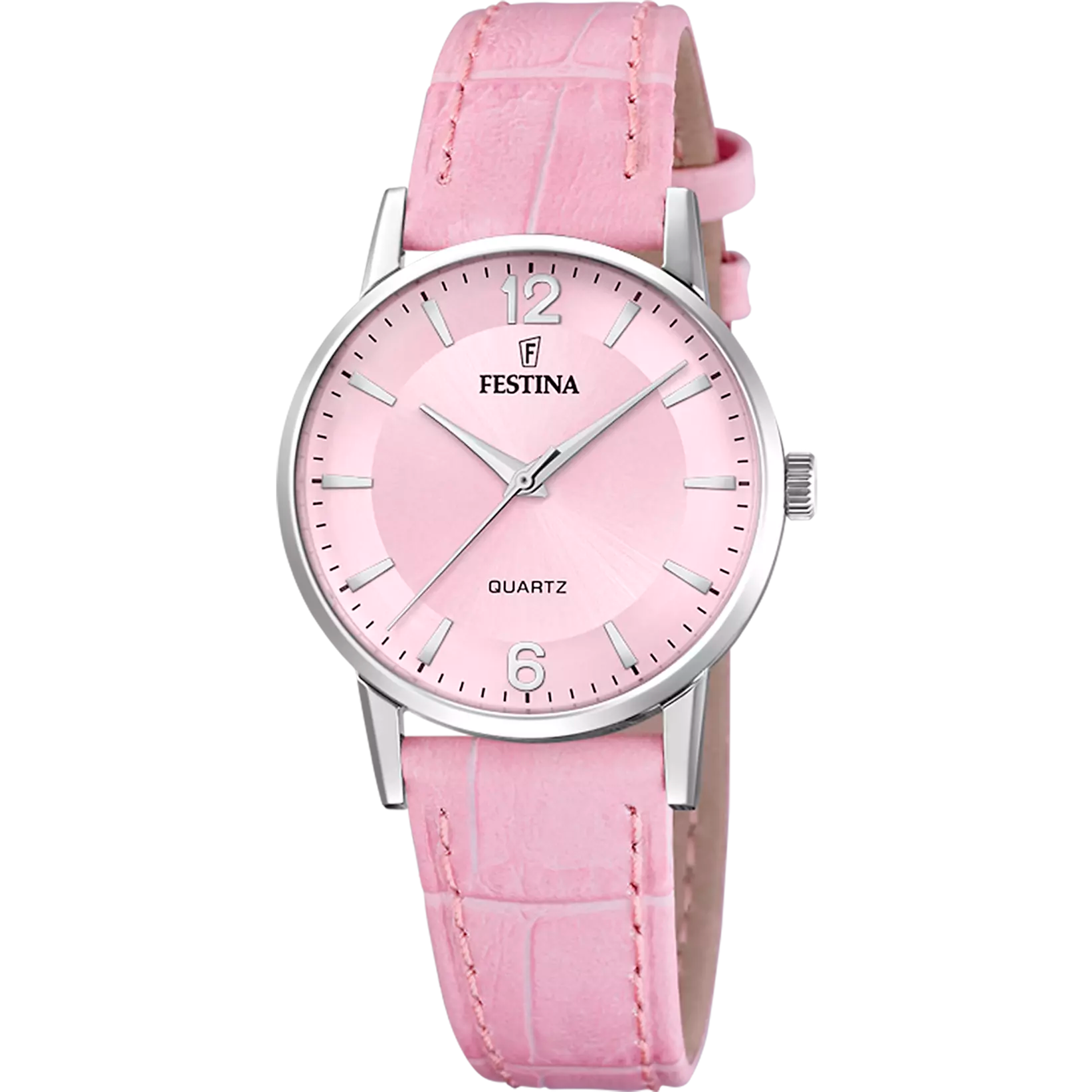 F20691/3 Festina Ladies Pink Dial And Pink Leather Strap Watch