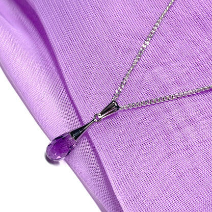 Faceted real amethyst white gold necklace pendant