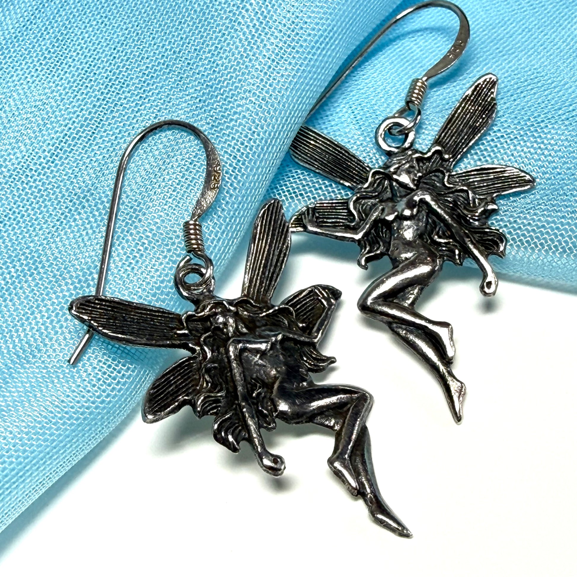 Fairy drop earrings sterling silver drop design