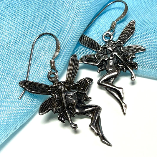 Fairy drop earrings sterling silver drop design