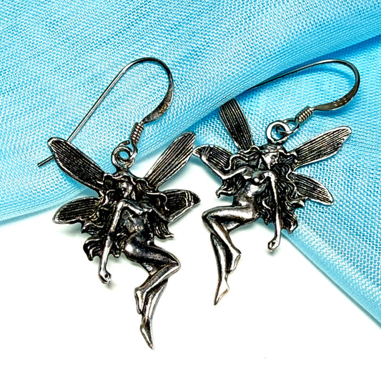 Fairy drop earrings sterling silver drop design
