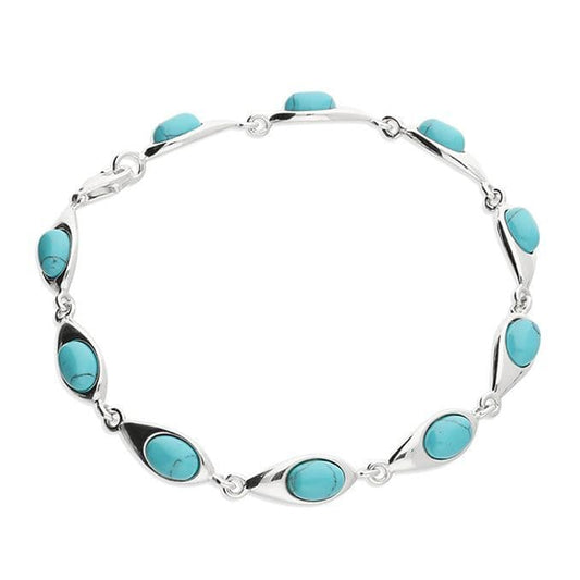 Fancy Turquoise sterling silver oval shaped bracelet