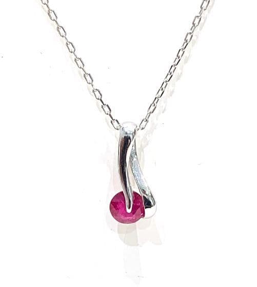 Fancy White Gold Ruby Necklace