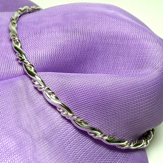 Fancy Bangle sterling silver solid twisted patterned round