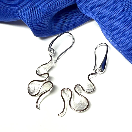 Fancy swirl drop earrings sterling silver rose gilt