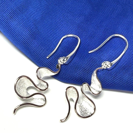 Fancy swirl drop earrings sterling silver rose gilt