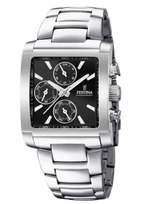 F20423/3 Festina Men's Square Black Chronograph Stainless Steel Bracelet Watch