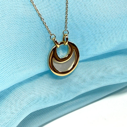 Fiorelli round Mother Of Pearl gold plated sterling silver necklace pendant