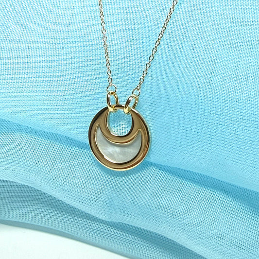Fiorelli round Mother Of Pearl gold plated sterling silver necklace pendant