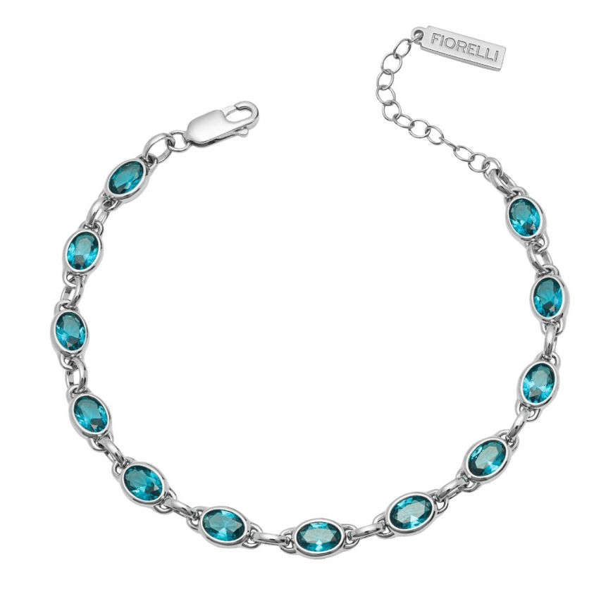 Fiorelli bracelet blue coloured oval shaped crystal sterling silver
