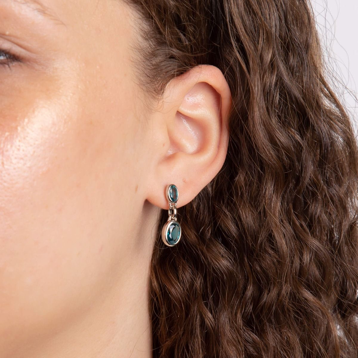 Fiorelli double blue coloured crystal double drop earrings