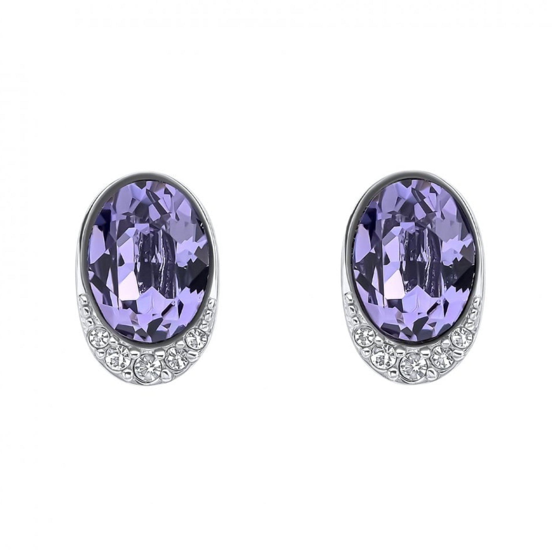 Fiorelli oval purple tanzanite coloured crystal sterling silver stud earrings