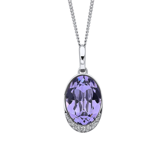 Fiorelli purple tanzanite coloured crystal oval necklace