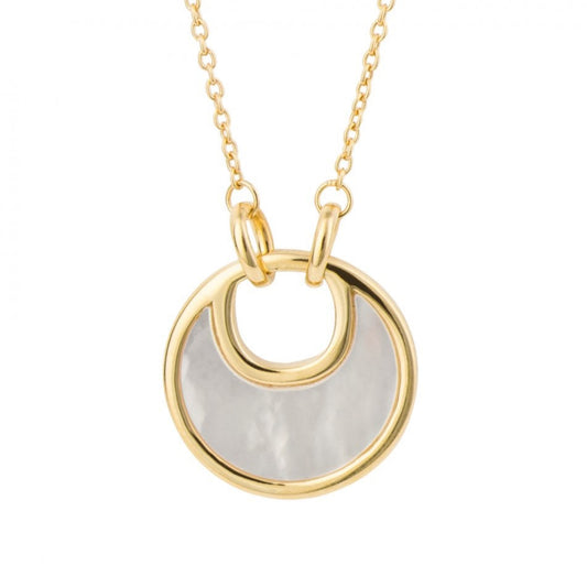 Fiorelli round Mother Of Pearl gold plated sterling silver necklace pendant