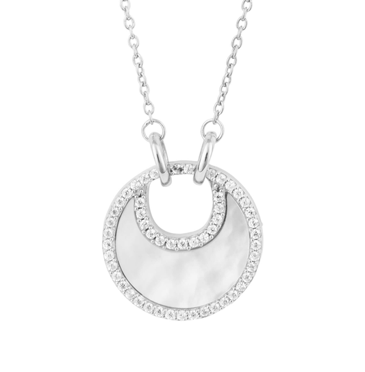 Fiorelli round Mother Of Pearl sterling silver necklace pendant