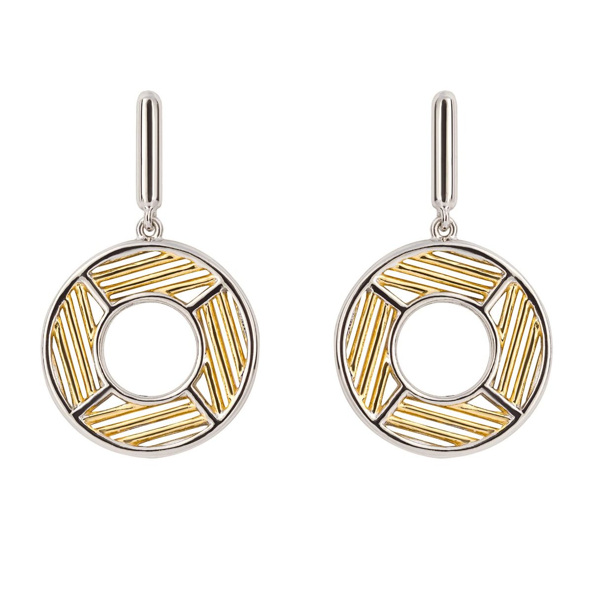 Fiorelli round two tone sterling silver drop earrings