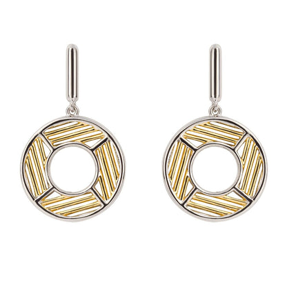 Fiorelli round two tone sterling silver drop earrings