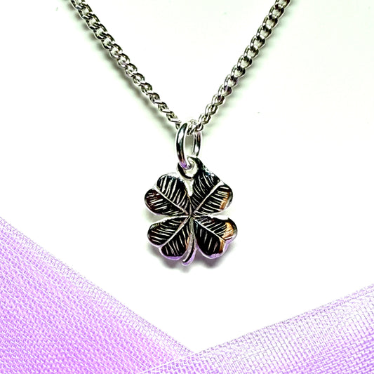 Four leaf clover necklace solid lucky sterling silver pendant