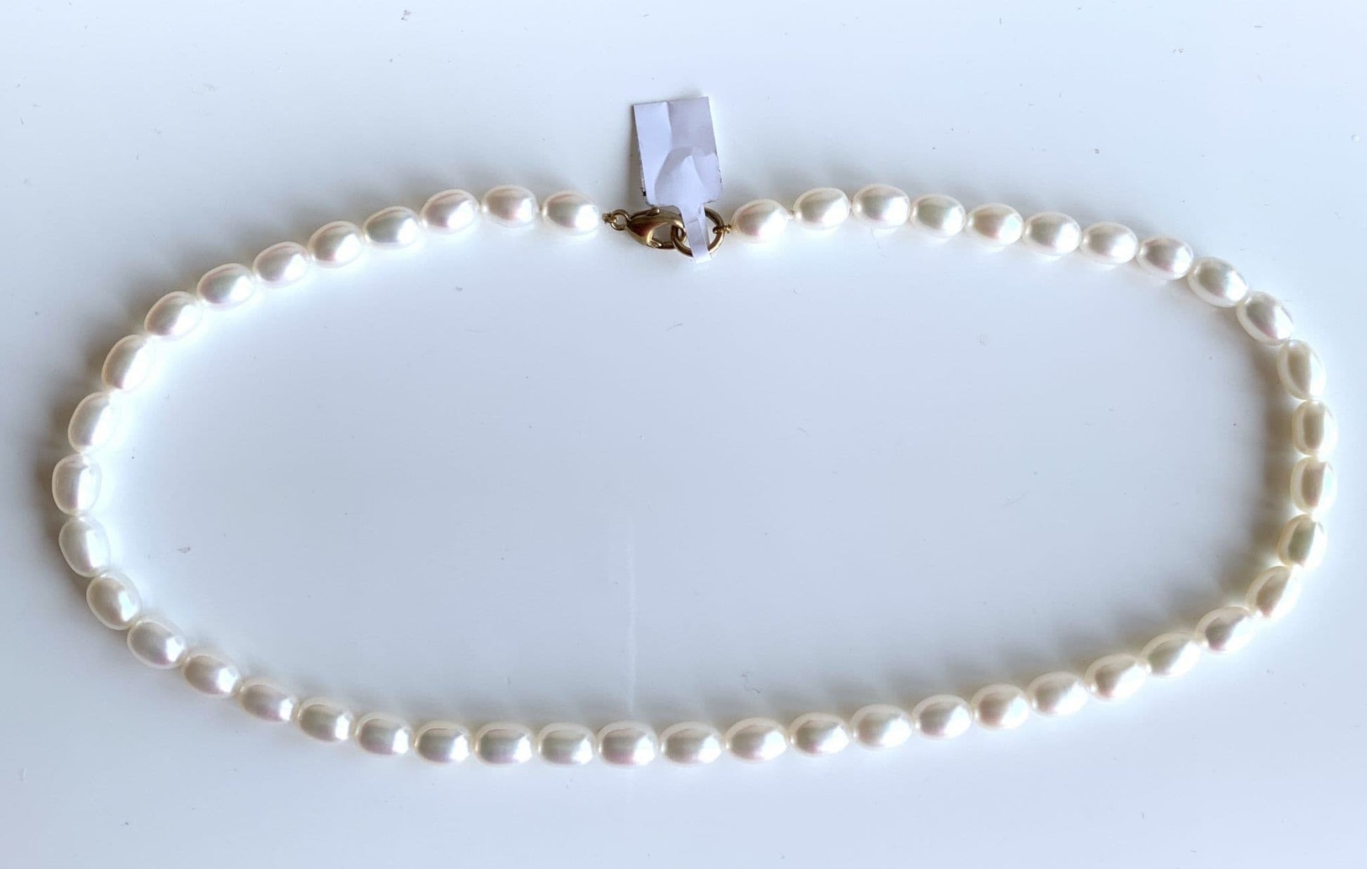 Freshwater pearl oval single row necklace