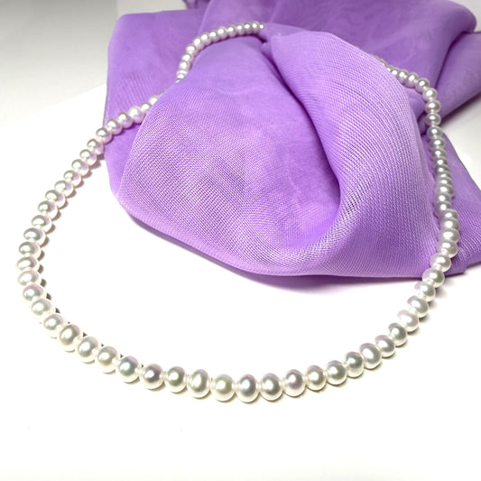 Freshwater cultured pearl single row necklace uniform 4 mm