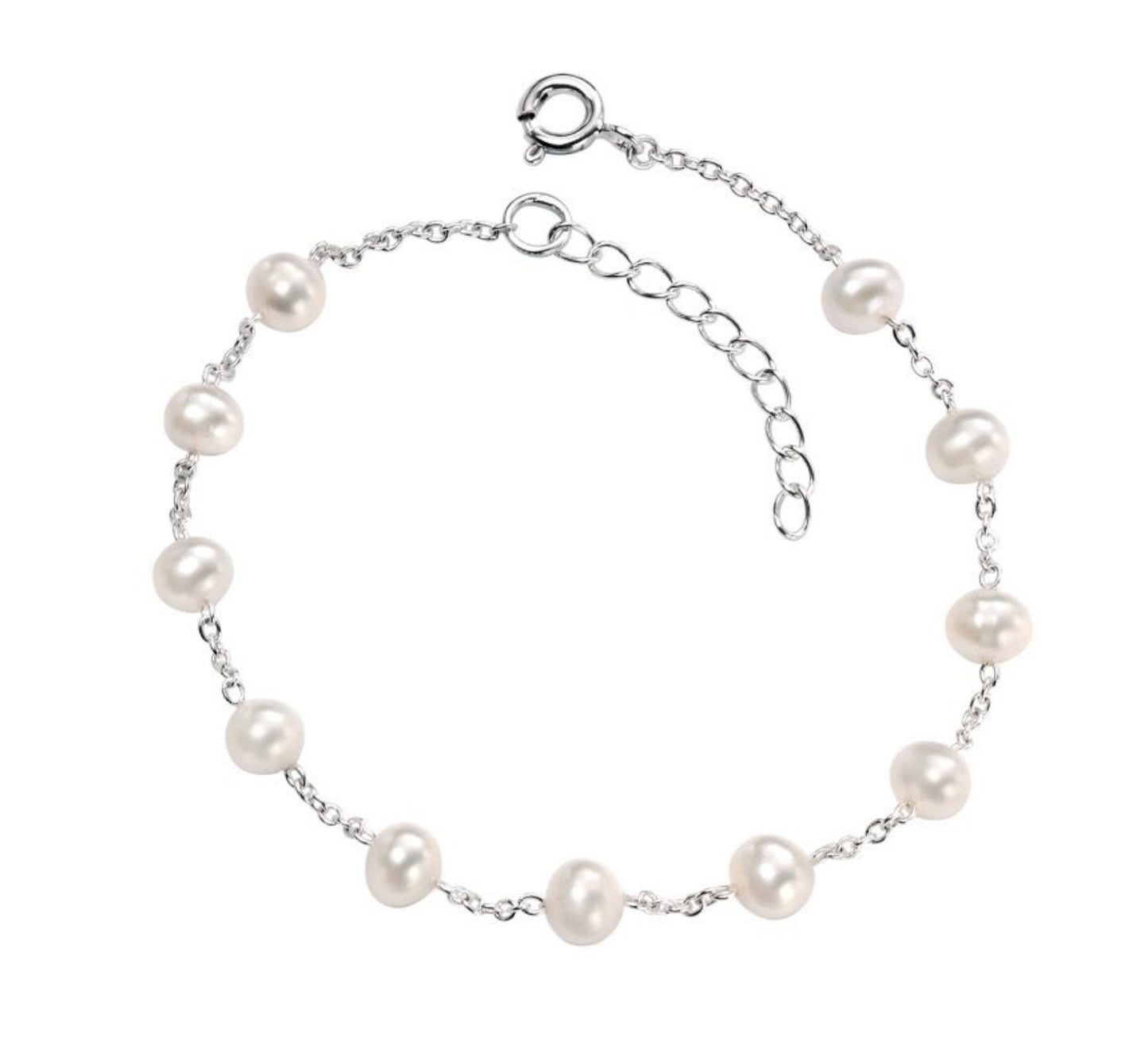 Freshwater cultured pearl bracelet round sterling silver