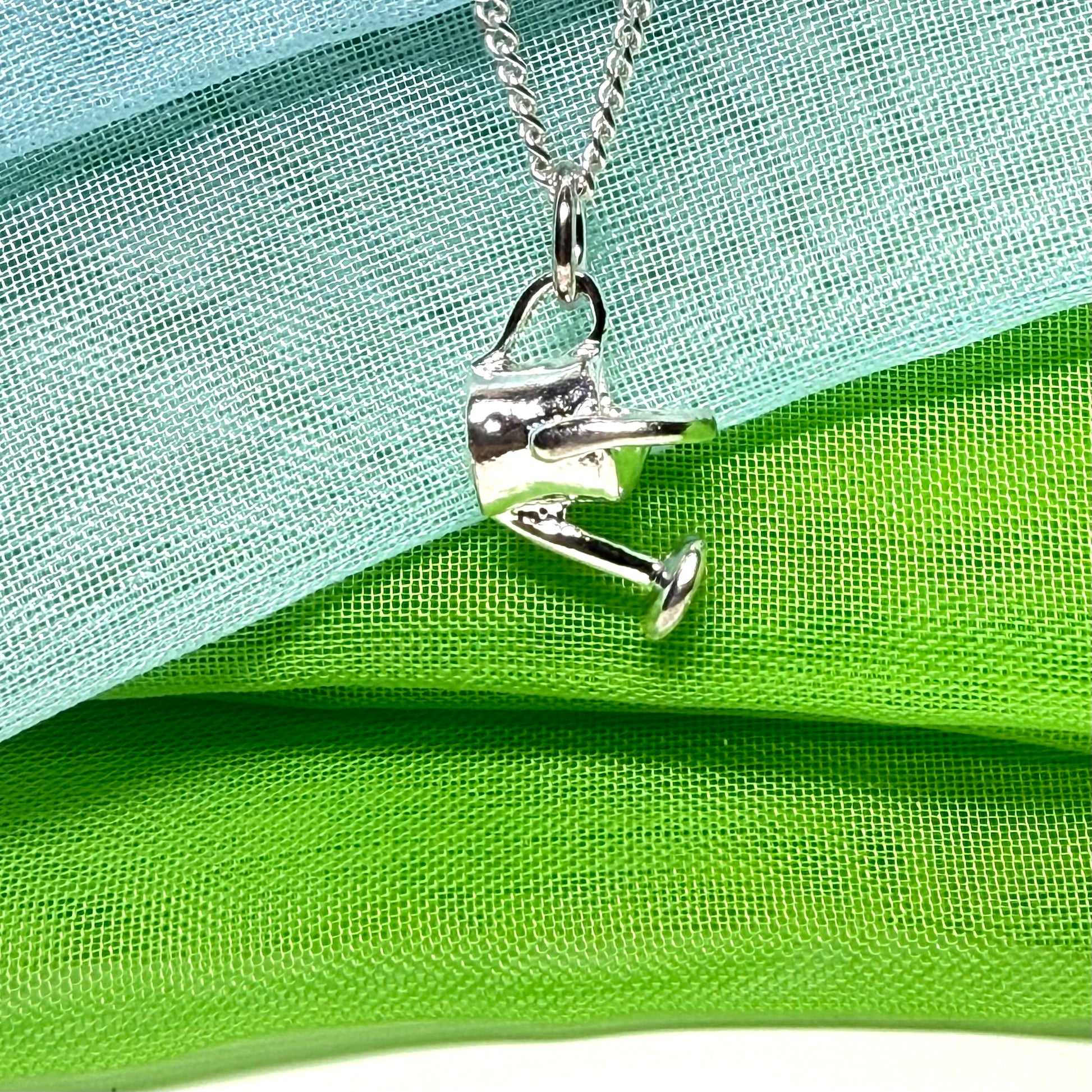 Gardening Necklace Solid Sterling Silver Watering Can Solid Pendant