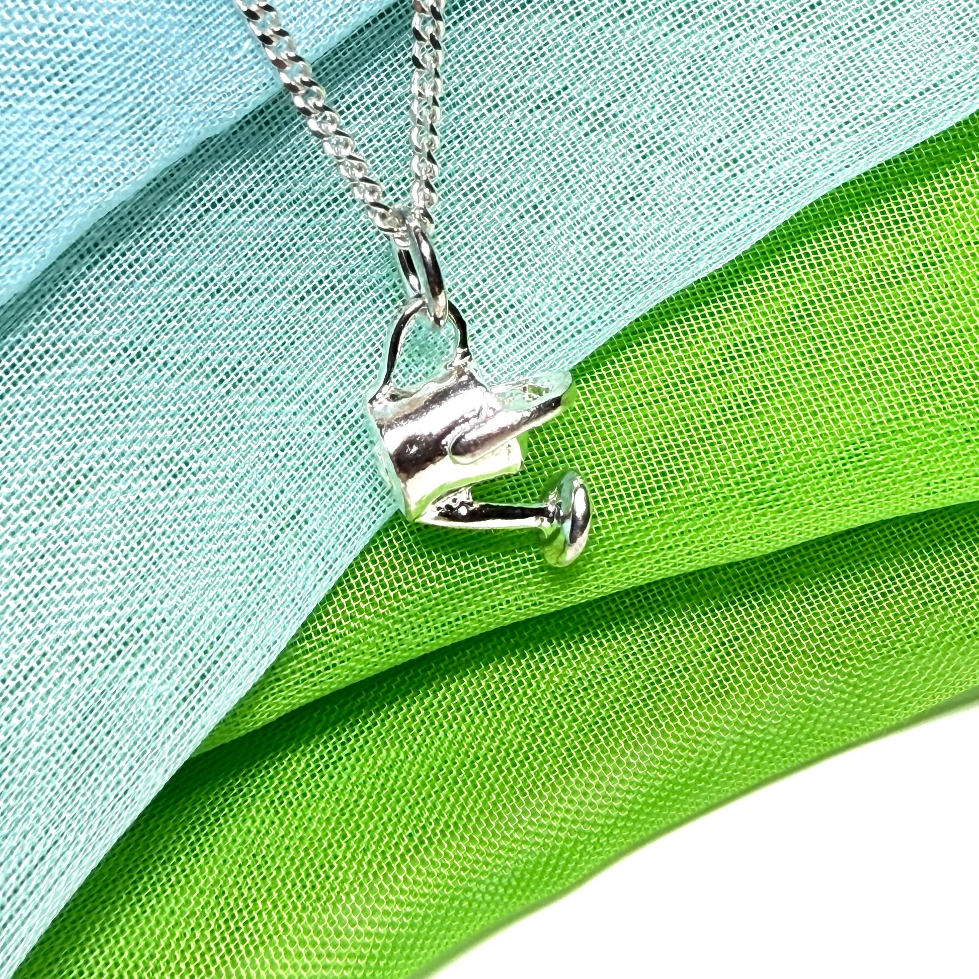 Gardening Necklace Solid Sterling Silver Watering Can Solid Pendant