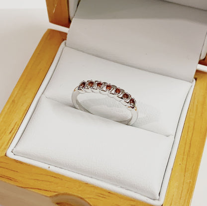 Garnet Eternity Ring White Gold