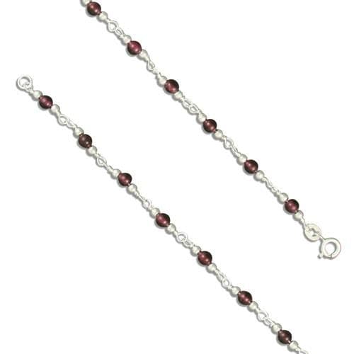 Garnet round sterling silver bracelet