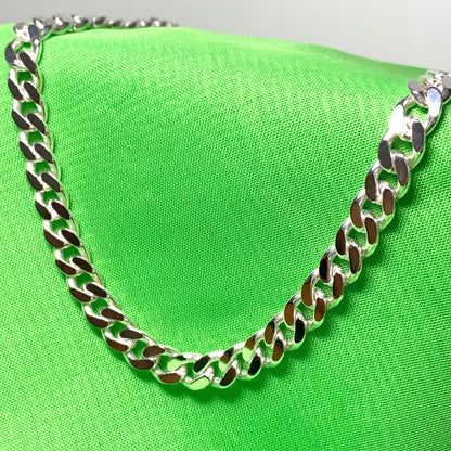 Men's heavy solid sterling silver curb necklace