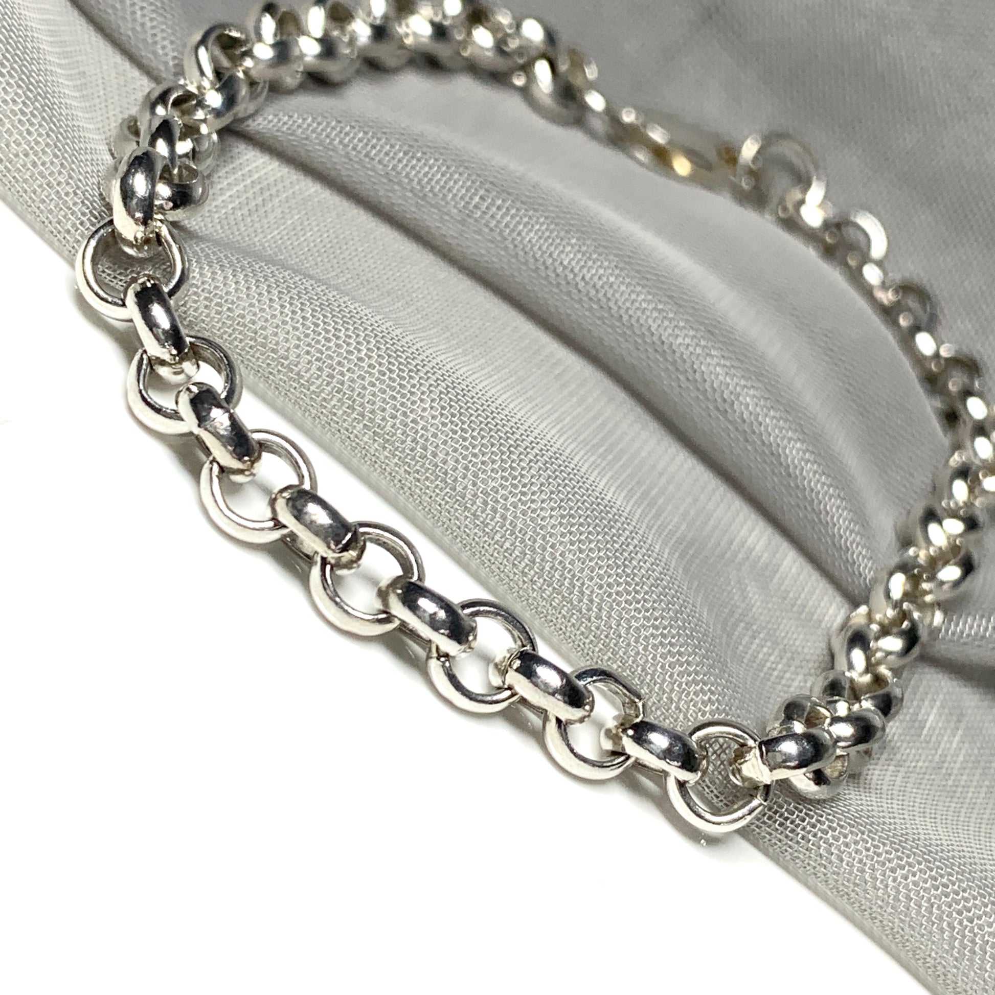 Gent's solid sterling silver round belcher bracelet