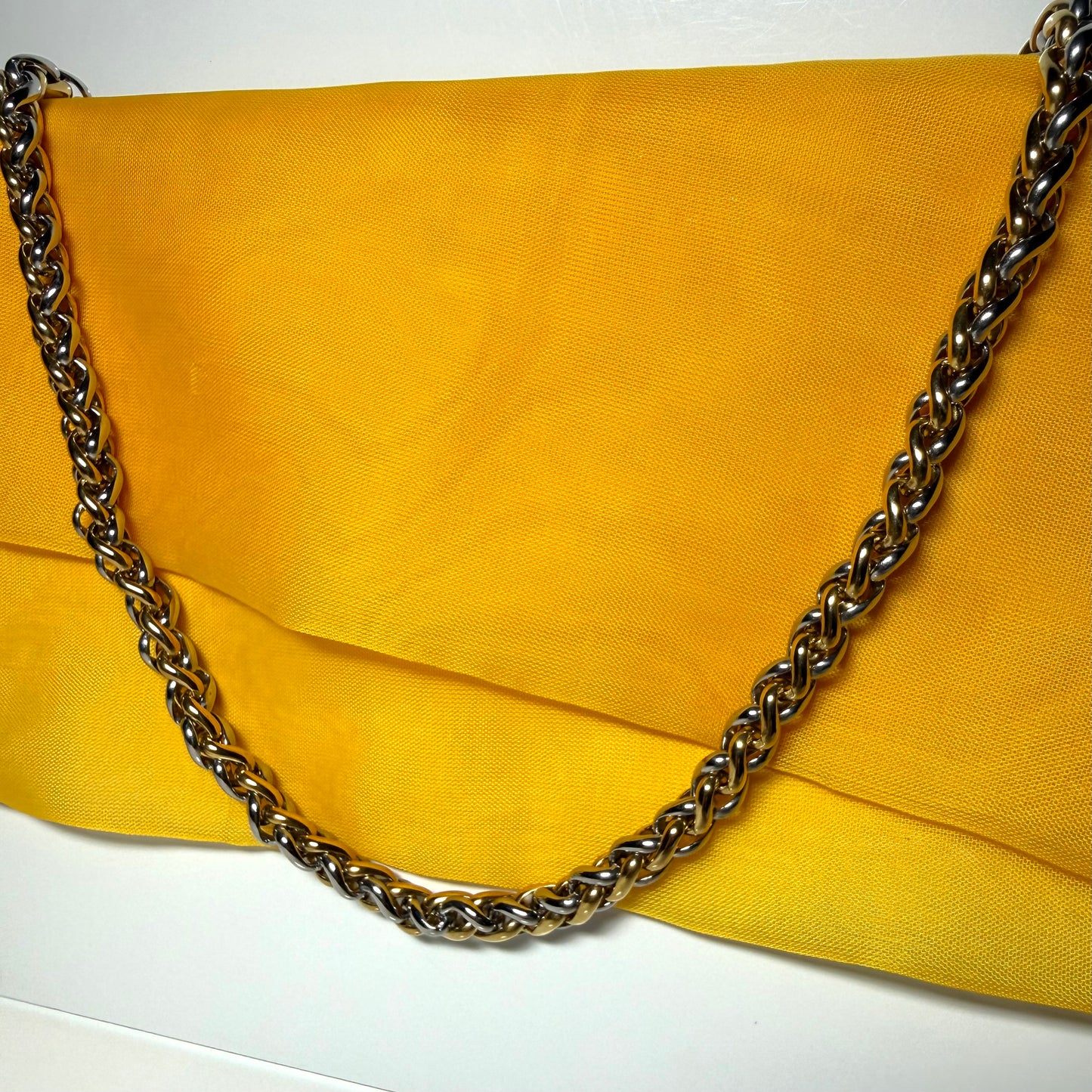 Men's heavy solid necklace two tone stainless steel & gold plated 22 inches
