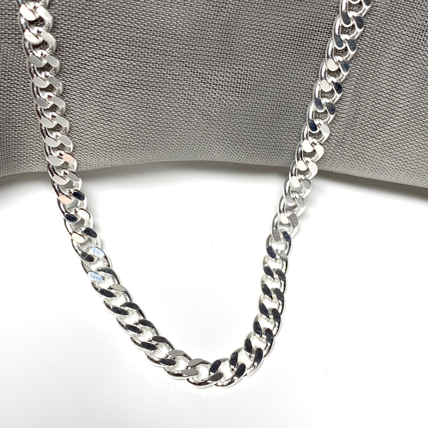 Mens solid sterling silver curb necklace