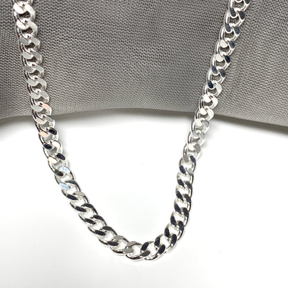 Mens solid sterling silver curb necklace