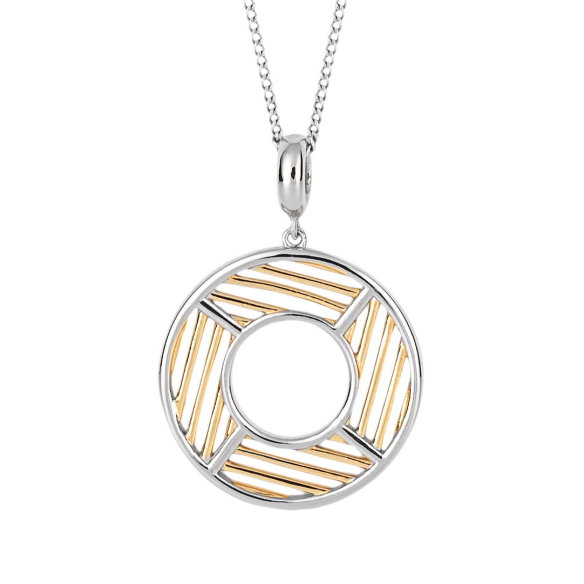 Fiorelli round two tone sterling silver necklace pendant