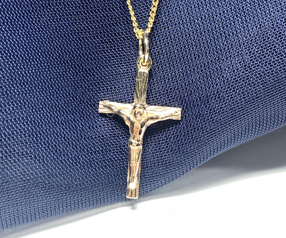 Solid yellow gold crucifix cross necklace pendant