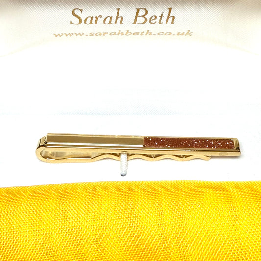 Goldstone gold plated tie bar clip slide