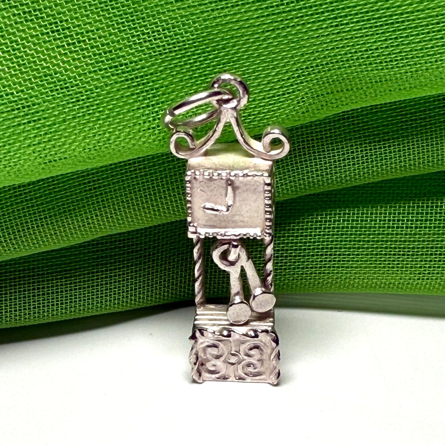 Grandfather Clock Solid Sterling Silver Charm