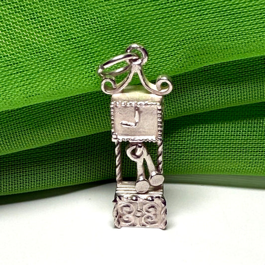 Grandfather Clock Solid Sterling Silver Charm