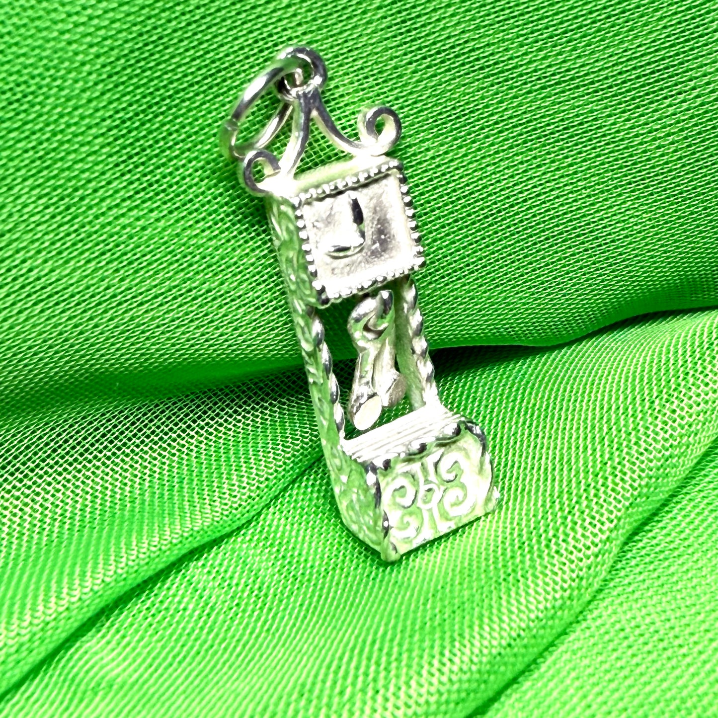 Grandfather Clock Solid Sterling Silver Charm