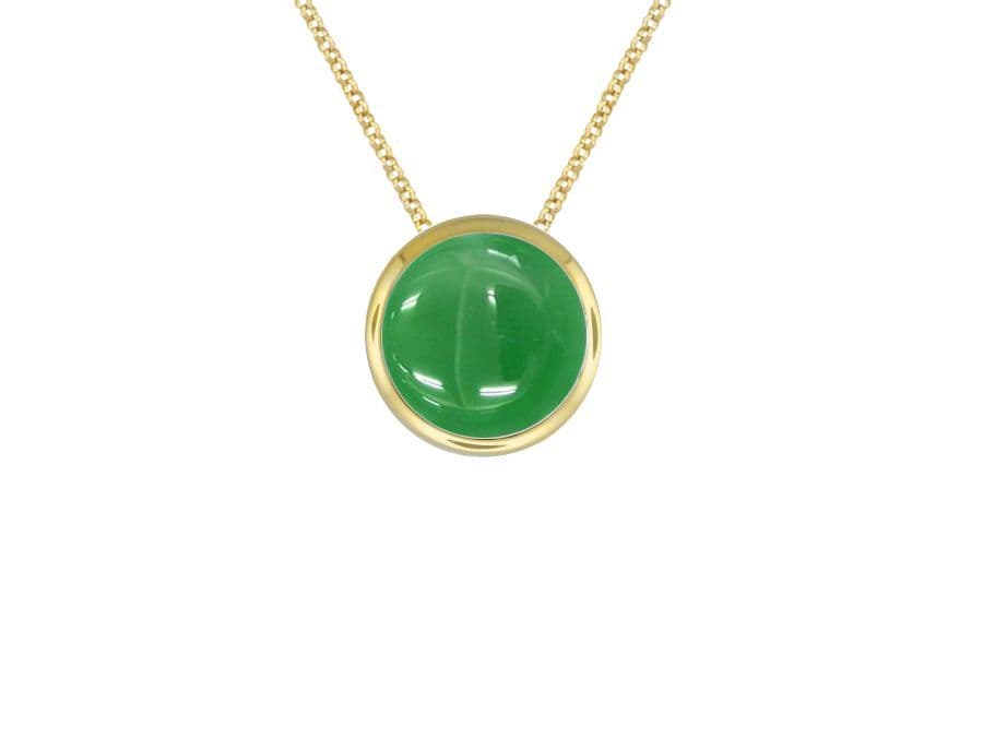 Green Jade Yellow Gold Round Shaped Necklace